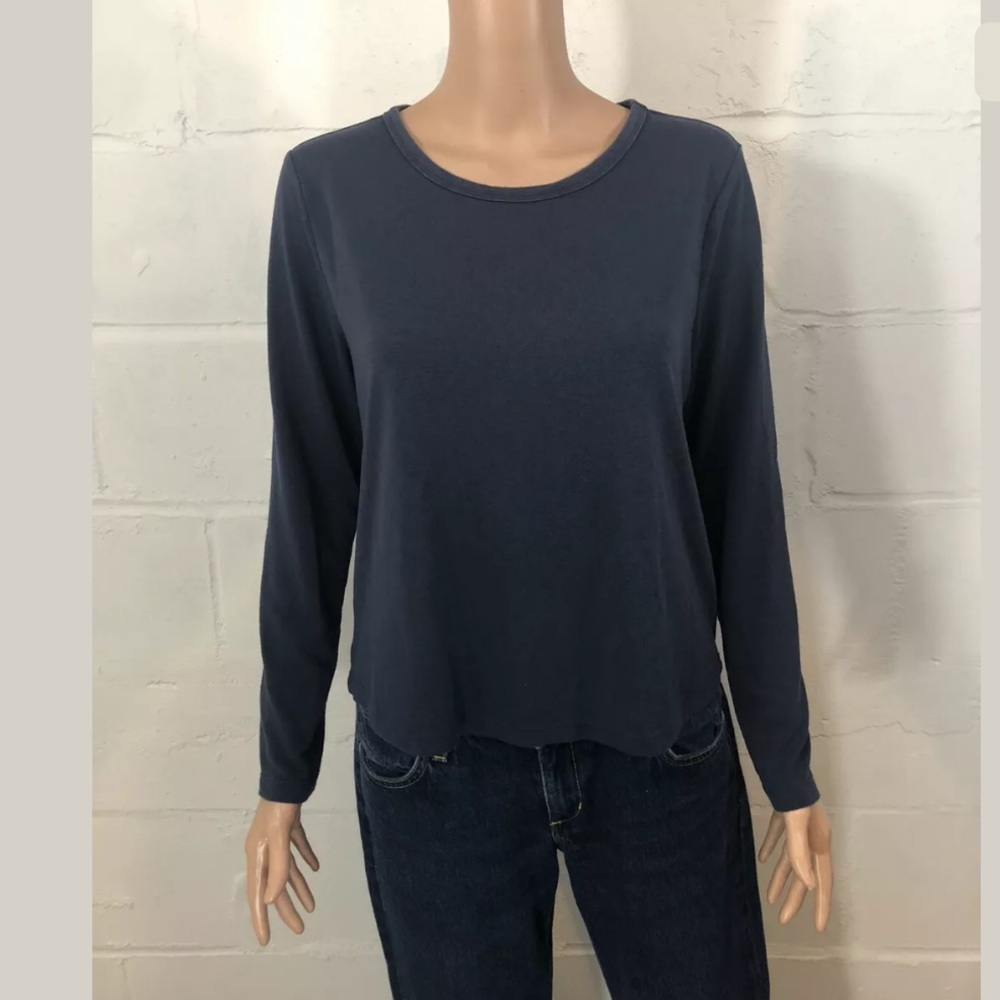 Athleta Breezy Back Top SP Navy Blue Long Sleeve